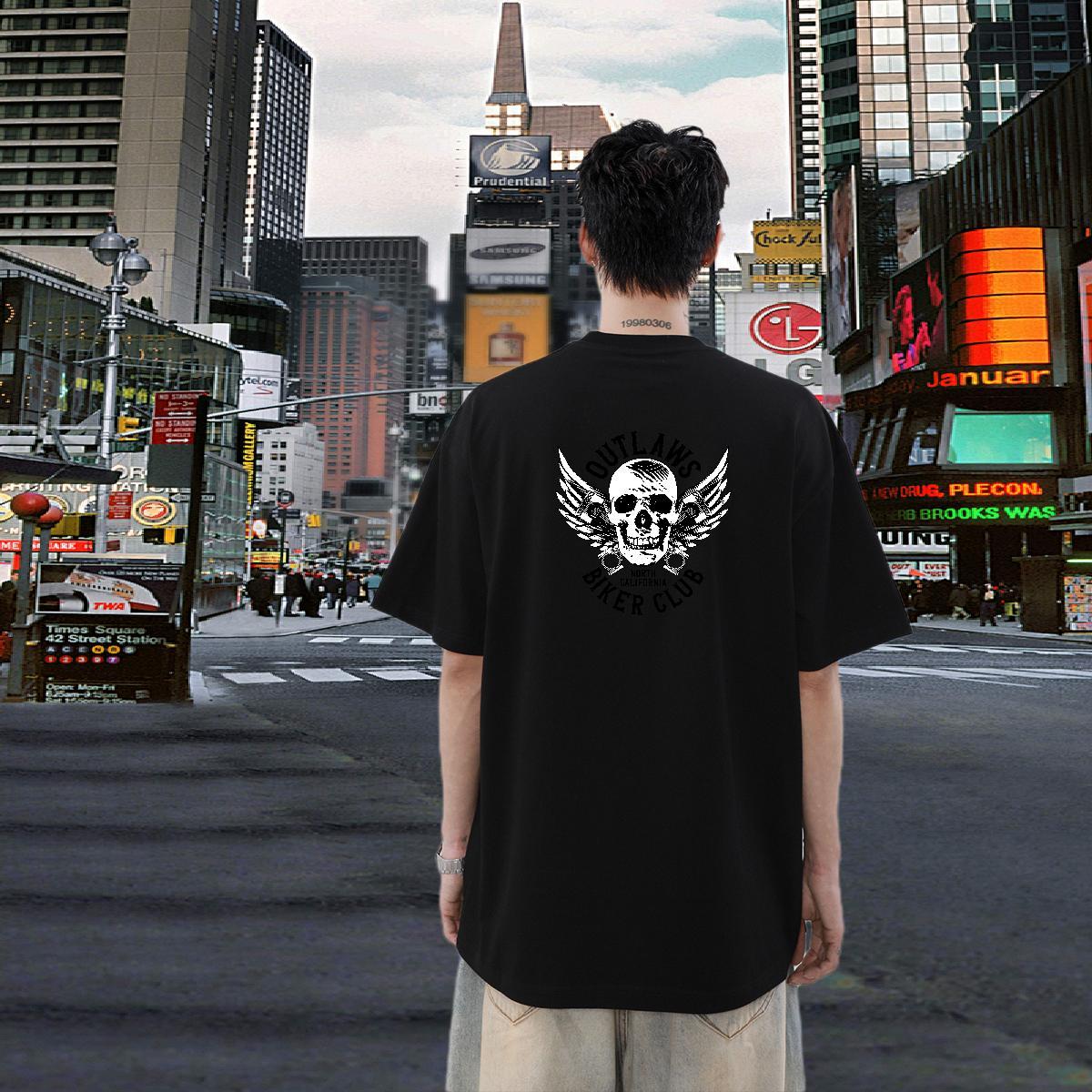 Fashion Casual T shirt logo Tops Tees 100% Cotton 230g Street Casual Brand Oversized Breathable Short Sleeve Men Clothes T-Shirt