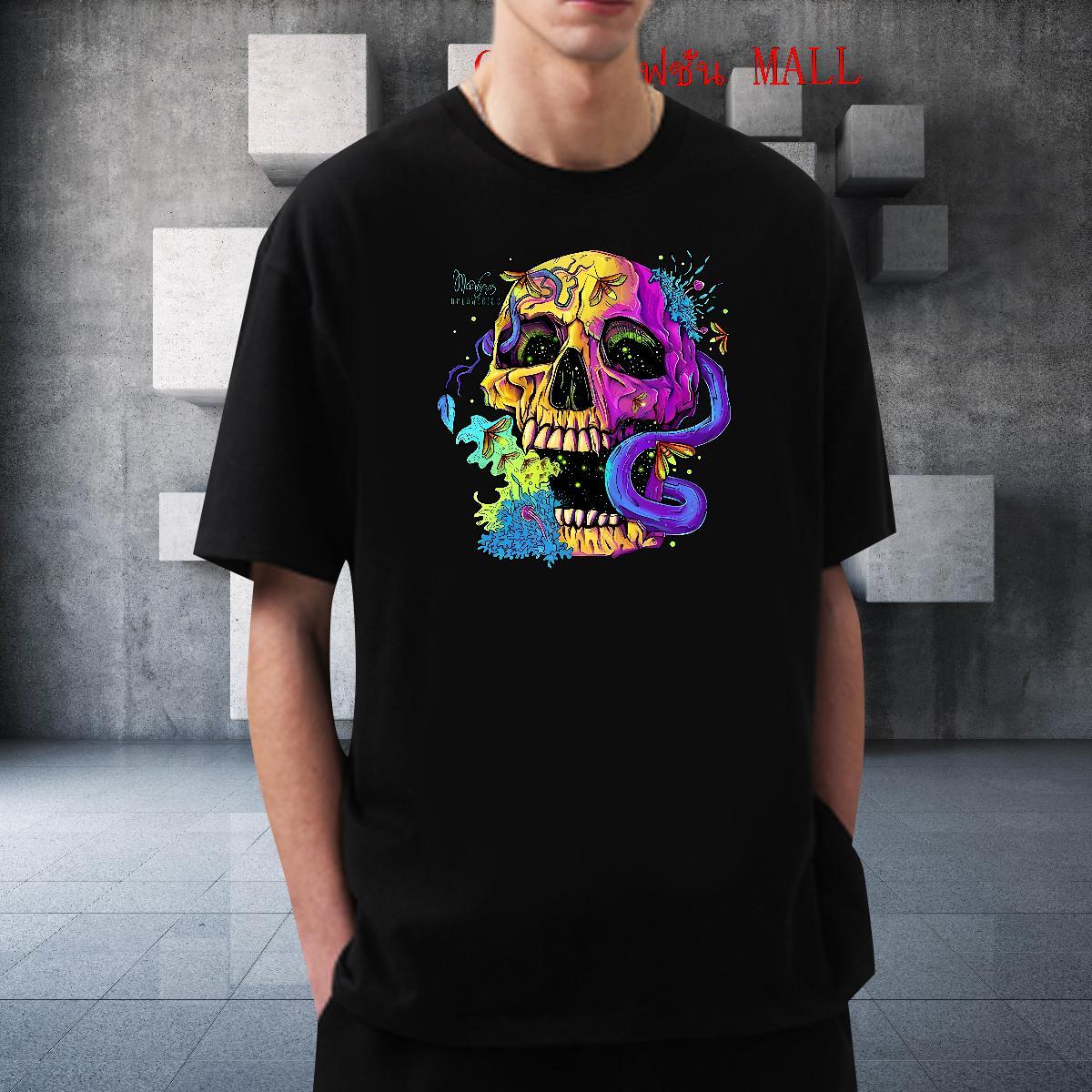 Custom T shirt skull Tops 230g 100% Cotton Street Casual Soft Oversized 3XL 4XL Crew Neck Men Clothes T-Shirt