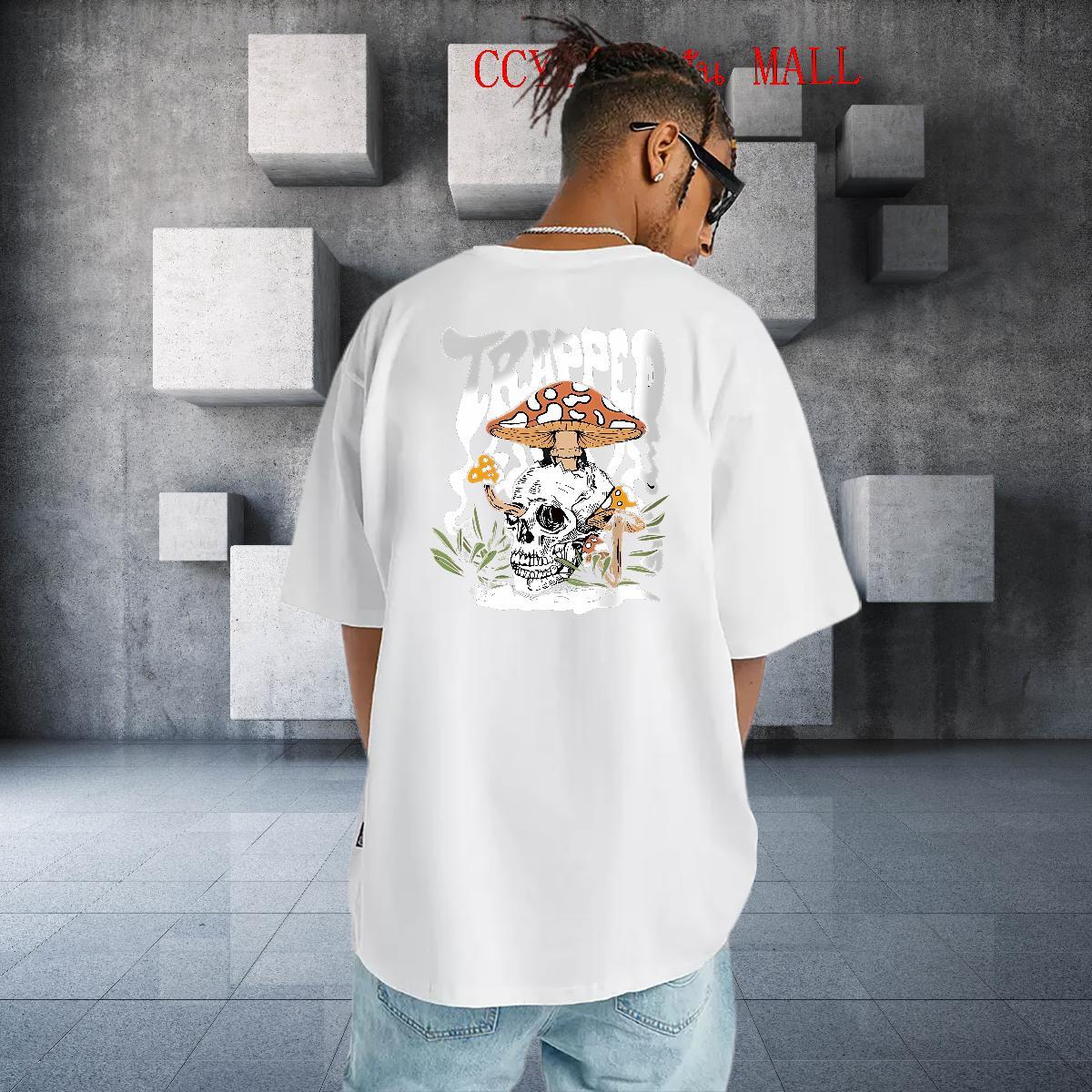 DIY T-Shirts skull Tees 230g 100% Cotton Hip Hop TOP Quality Anime Print Breathable Soft Tshirt for Man Woman