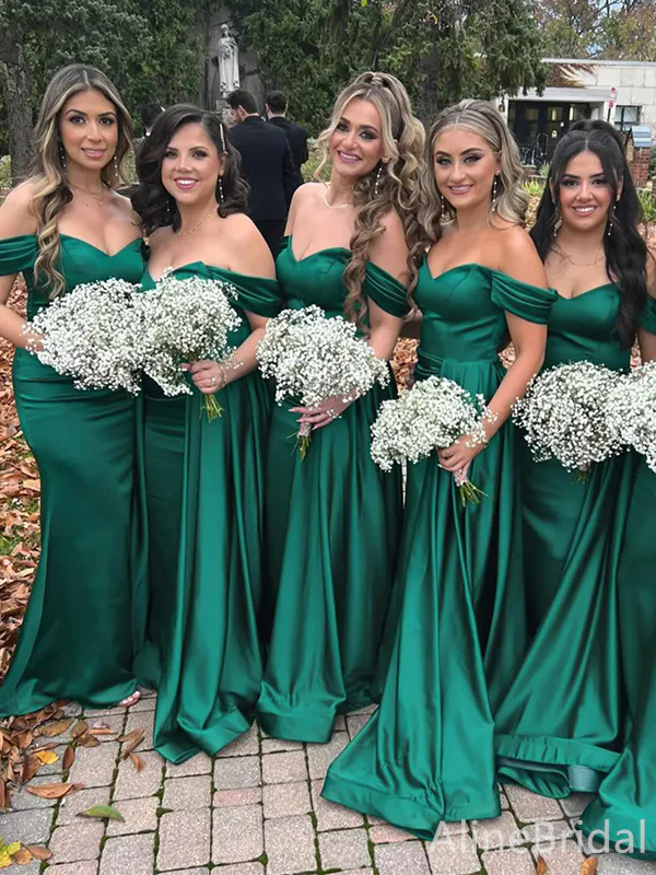 Long Dark Green Bridesmaid Dresses African Girl Wedding Party Evening Dress Robes De Soiree Mariage Custom