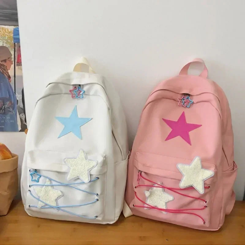 Korean Sweet All Match Star Backpack Japanese Womens Y2k Aesthetic High Capacity Kawaii Student 240807