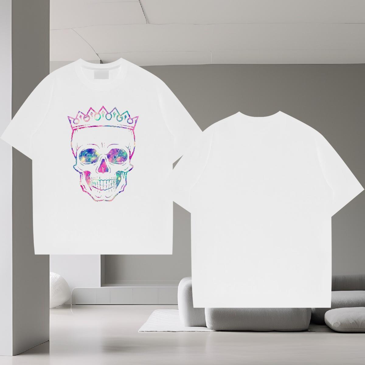 Custom Men T Shirts skull Wear 230g Cotton Street Casual TOP Quality Asian Size Breathable Short Sleeve Mens Tshirts