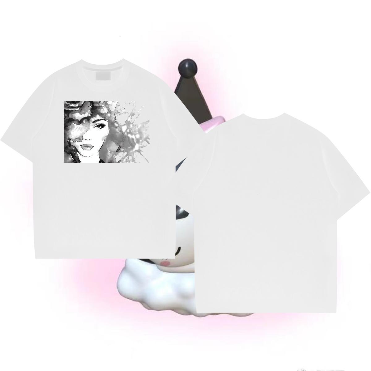 2024 Summer T Shirt For Man face Clothings 230g Pure Cotton Casual Classic Oversized Crew Neck Breathable Couples T Shirts