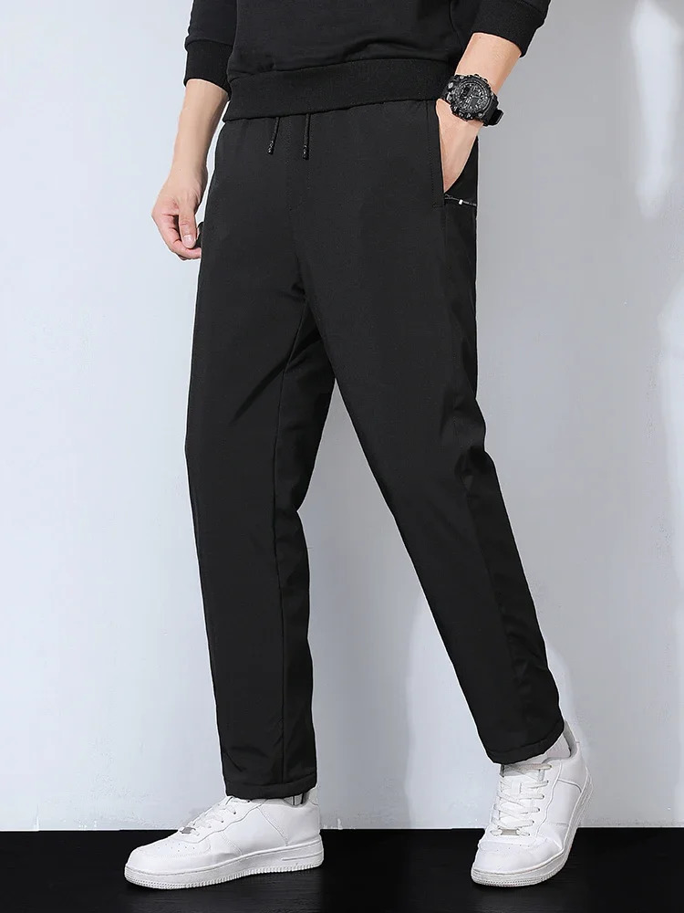 Winter Thick Warm Fleece Sweatpants Men Joggers Plus Size Straight Long Track Pants Windproof and Waterproof Thermal Trousers 240806