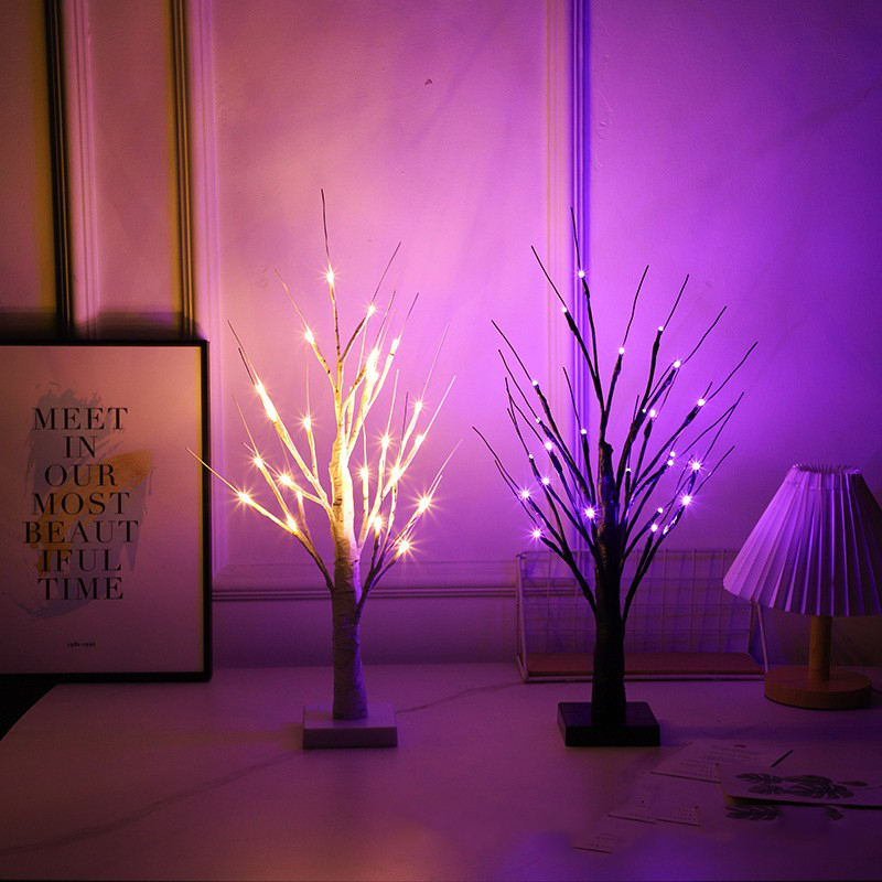 Customized LED Tree Light Halloween Decoration Creative Battery Box Flash Light Festival Decoration Party Decoration Tree Light