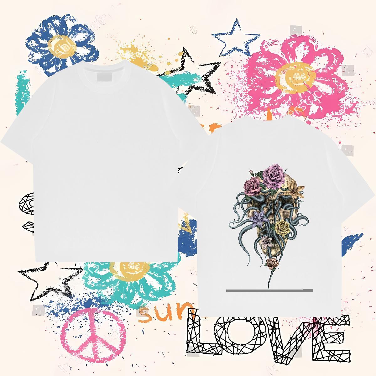 DIY Customized T Shirt For Man flower Tee Shirt 230g Pure Cotton Sports Casual TOP Quality DIY Logo Oversized Breathable Mens Tshirts