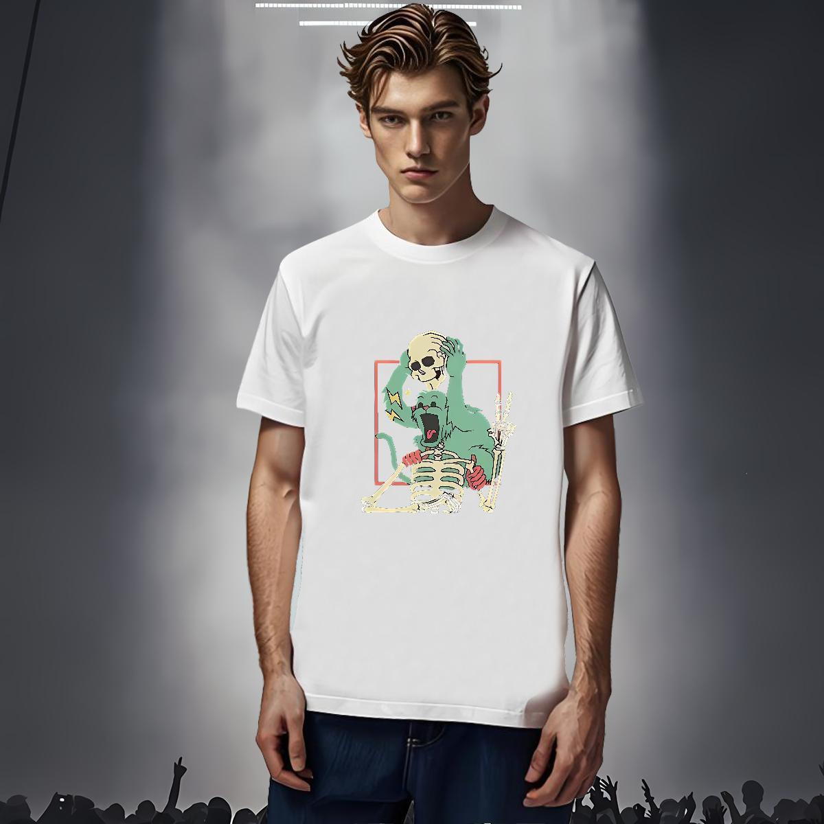 Customized Men T Shirts skull Tees 230g 100% Cotton Spring Summer Popular Custom Printed Round Neck Short Sleeve Tshirts