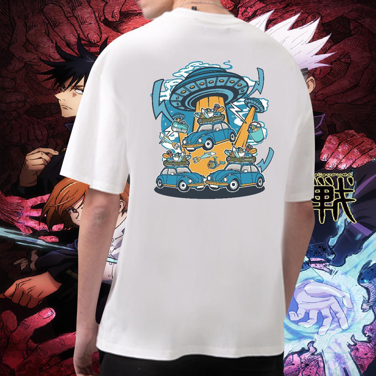 2024 New T Shirt For Man UFO Clothes 230g Pure Cotton Home Outdoor Loose Custom Printing Short Sleeve O-Neck Mens Tshirts