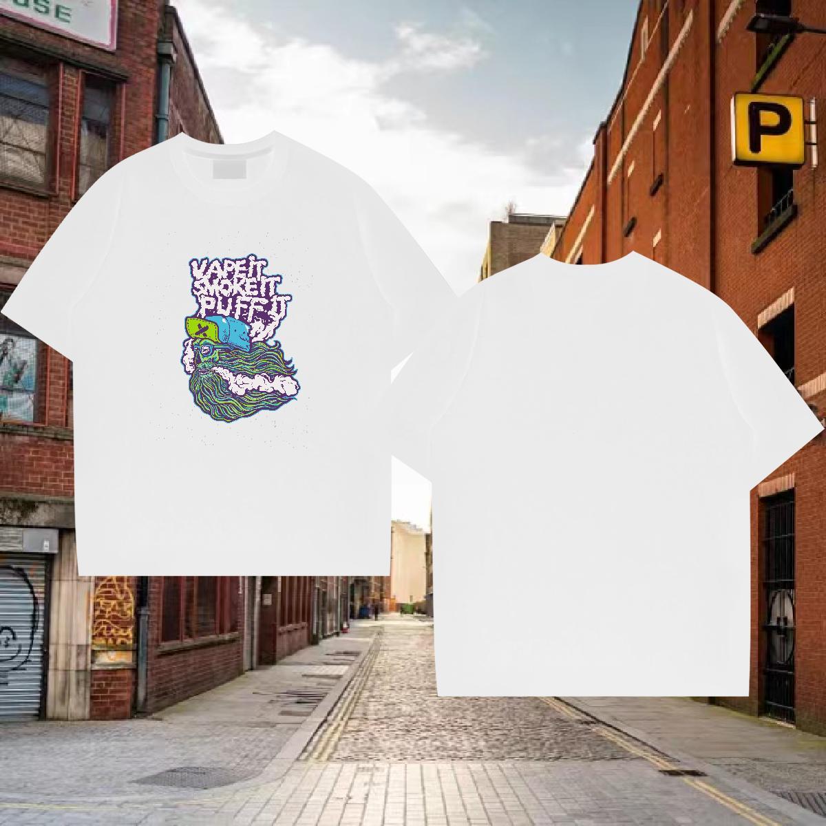 New T-Shirts for Men skull Tees Shirts 100% Cotton 230g Spring Summer Unisex Custom Print Plus Size O Neck Short Sleeves Men Tees