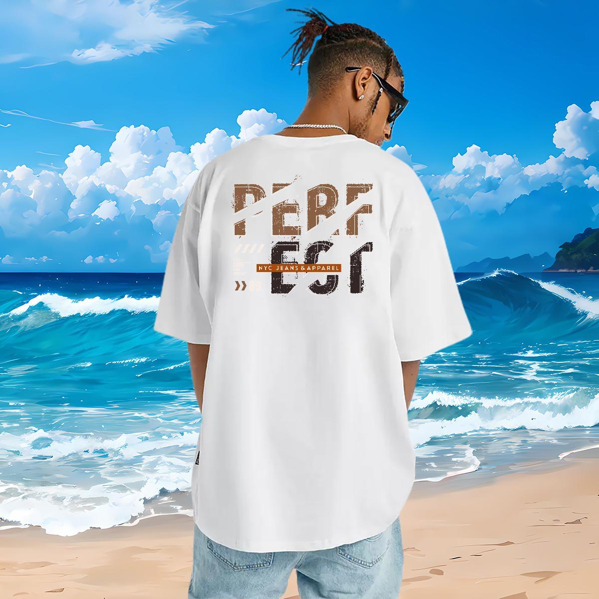 Casual New Mens T Shirts letter Top Tees 230g 100% Cotton Hip Hop Loose Fit Floral Print Round Neck Short Sleeve Mens Tshirts