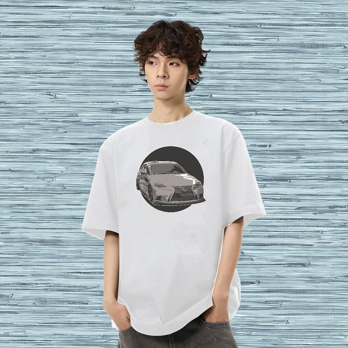 Fashion Man T Shirts car Tee Shirt 230g Pure Cotton Beach Wholesale Graphic O-Neck Short Sleeve Tshirt for Man Woman
