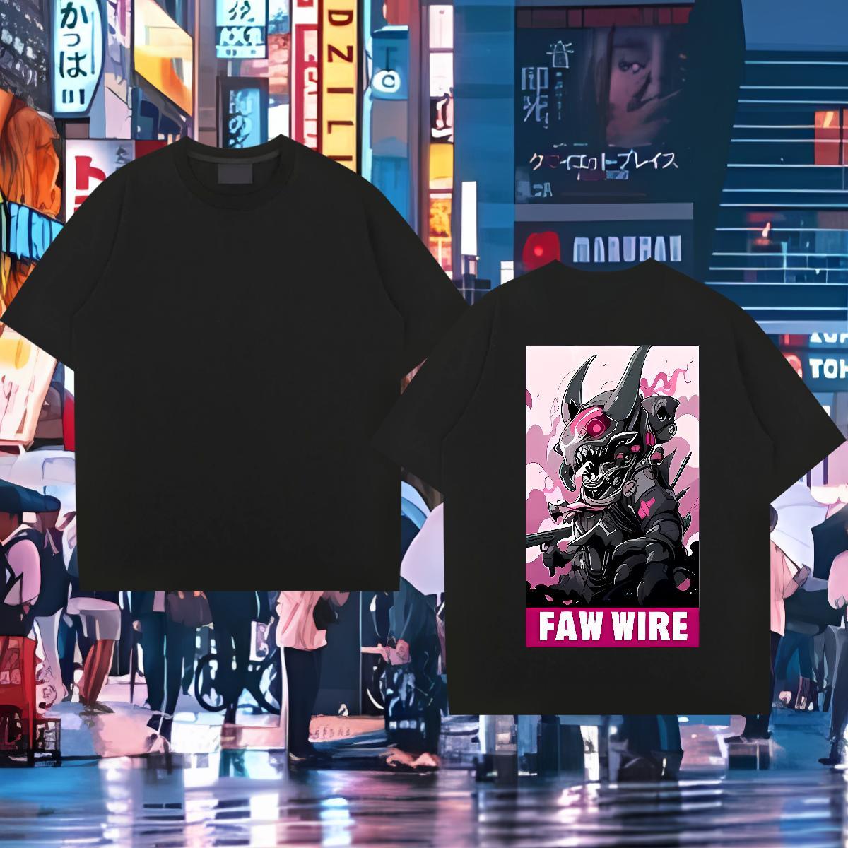 Wholesale T shirt robot Tee Shirt 230g 100% Cotton Anime Printing Street Brand Plus Size Cartoon Crew Neck Breathable Tshirts