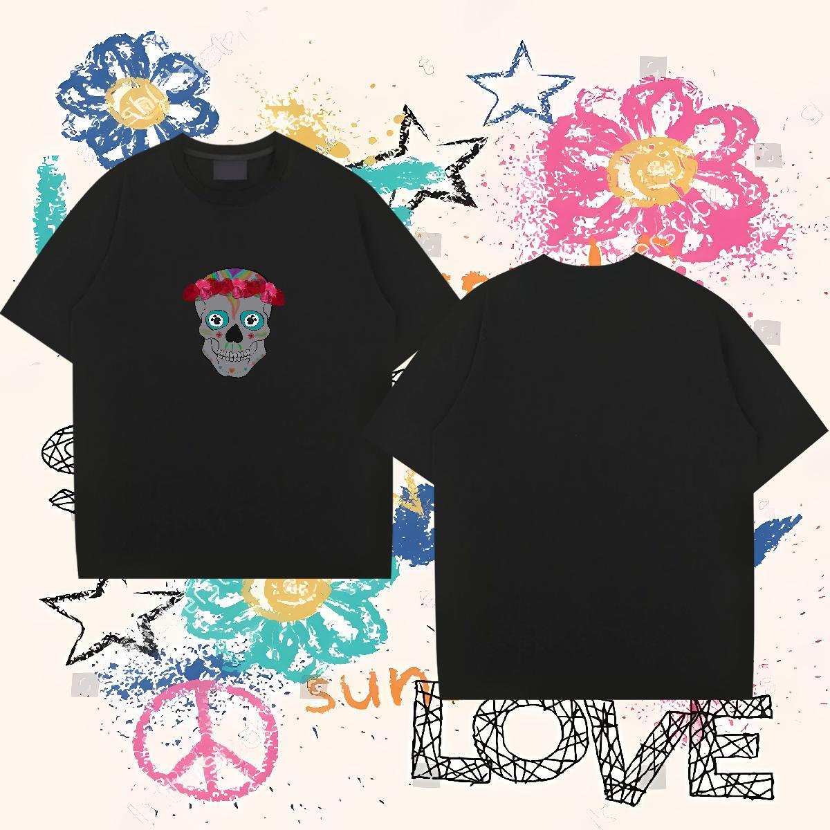 Custom T Shirt For Man skull Tops 100% Cotton 230g High Street Hip Hop Comfortable Customized Breathable Crew Neck Men Tops Tees