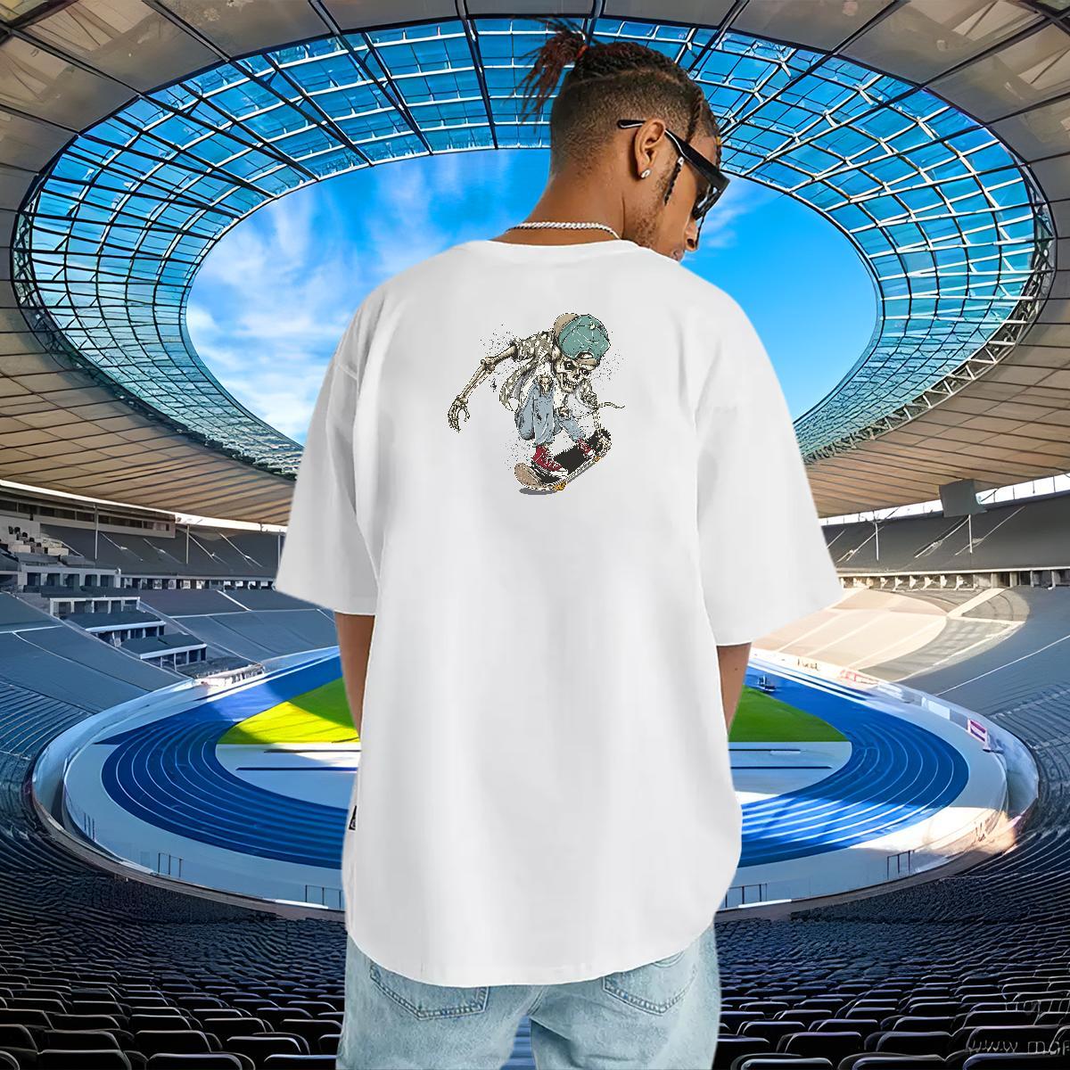 DIY Man T Shirts skull Tshirts 230g Cotton High Street Hip Hop Cool DIY Logo Oversized Breathable Soft Men Tops Tees