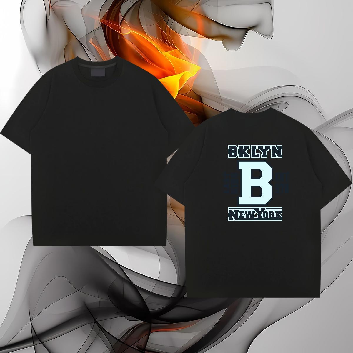 Customized T-Shirts for Men letter Tops Shirt 230g Pure Cotton Casual Daily Wear Cool Cartoon Print Crew Neck Men Clothes T-Shirt