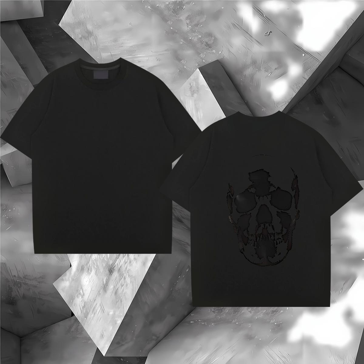 Free Shipping T shirt skull Tops Shirt 230g Cotton Summer Casual Unisex Skull Breathable Crew Neck Men Tshirts