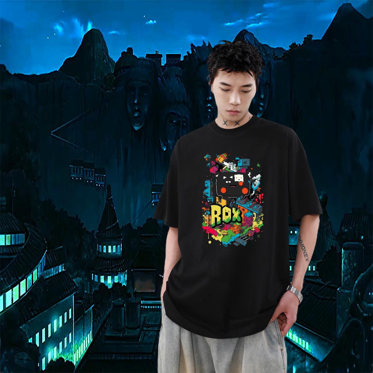 Fashion New Mens T Shirts robot Top Tees 230g 100% Cotton Casual Cool Design DIY Breathable Short Sleeve Men Clothes T-Shirt