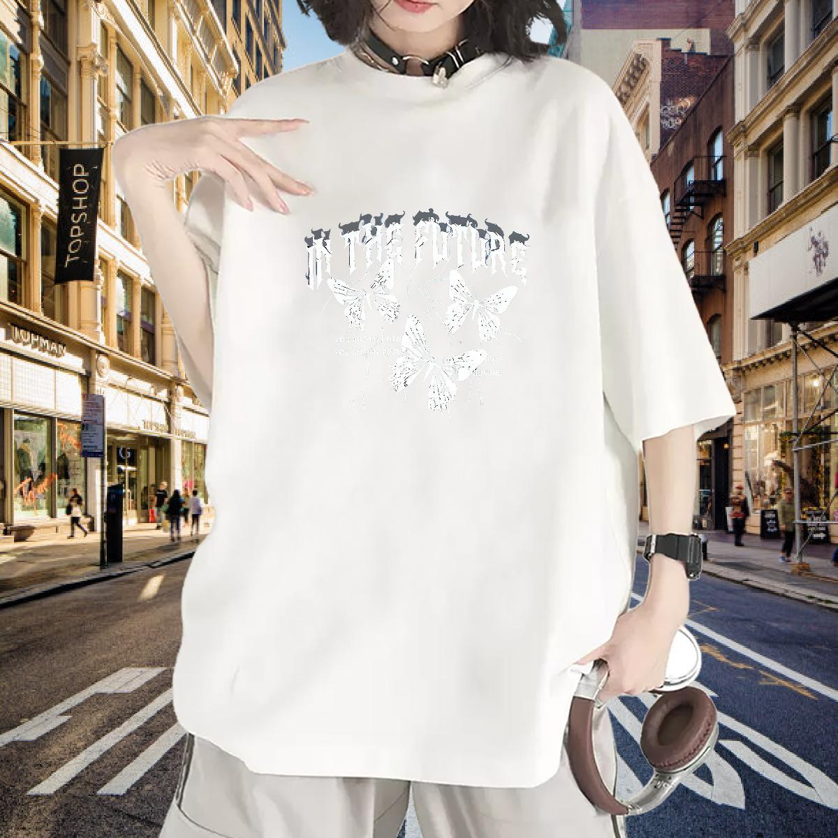 2024 DIY T Shirt For Woman Breathable Crew Neck 230g 100% Cotton Hip Hop Street Tops 5A Cartoon Floral Printing Unisex Tshirts