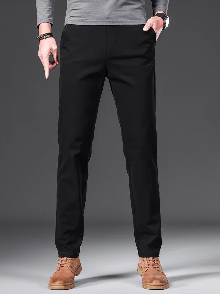 7 Colors 97% Cotton Autumn Mens Business Casual Pants Soft Cozy Fashion Stretch Straight Suit Classic Style Male 240806