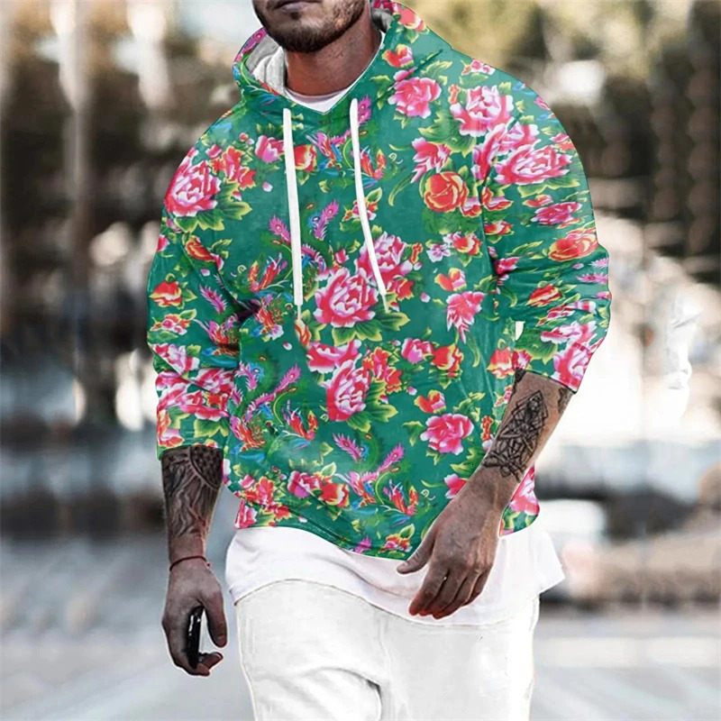 Dongbei Flower Graphic Sweatshirts Fashion ity Outfit Pullovers For Men Clothes Novel Bohemia Hoodies Y2k Women Tops 240806