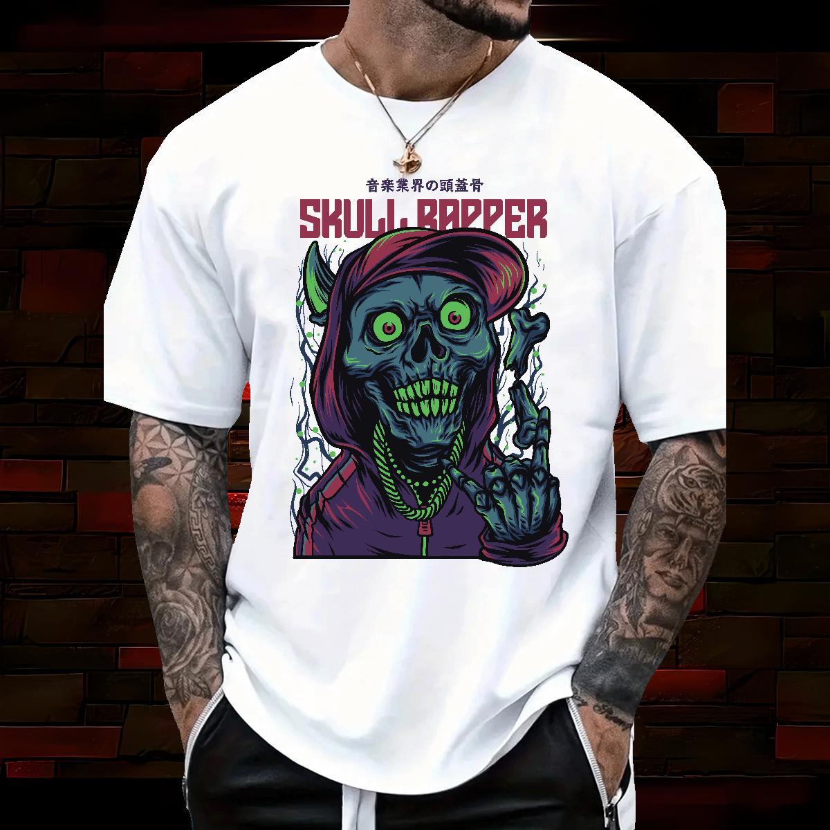Fashion Casual T-Shirts for Men skull Wear 100% Cotton 230g Spring Summer Free Shipping Plus Size Custom Round Neck Short Sleeve Tshirts