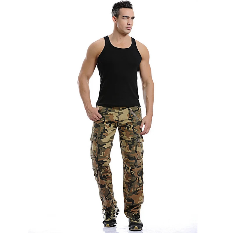 High Quality Mens Cargo Pants Casual Loose Multi Pocket Cotton Long Trousers for Men Camo Joggers Plus Size 2840 240806