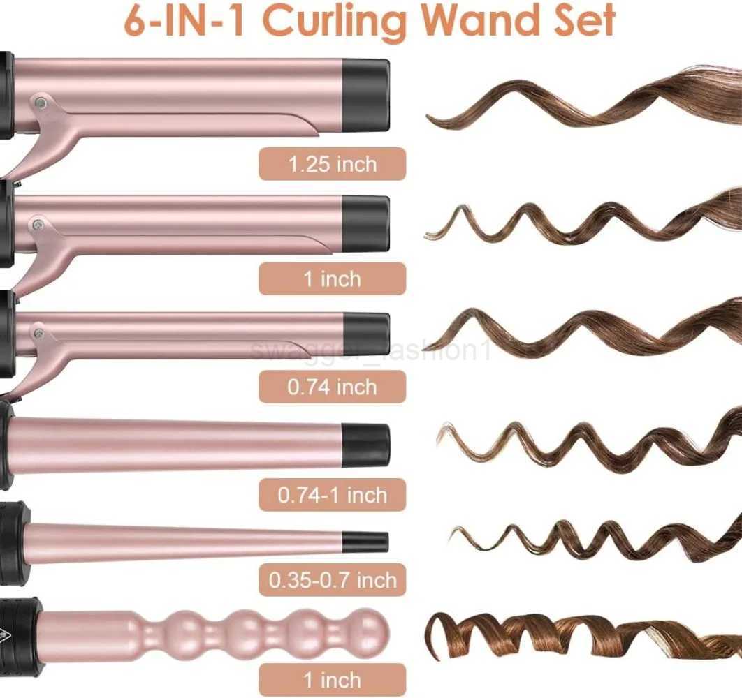 6 in 1 Curling Iron Professional Instant Heated Curling Wand SetXJ240807