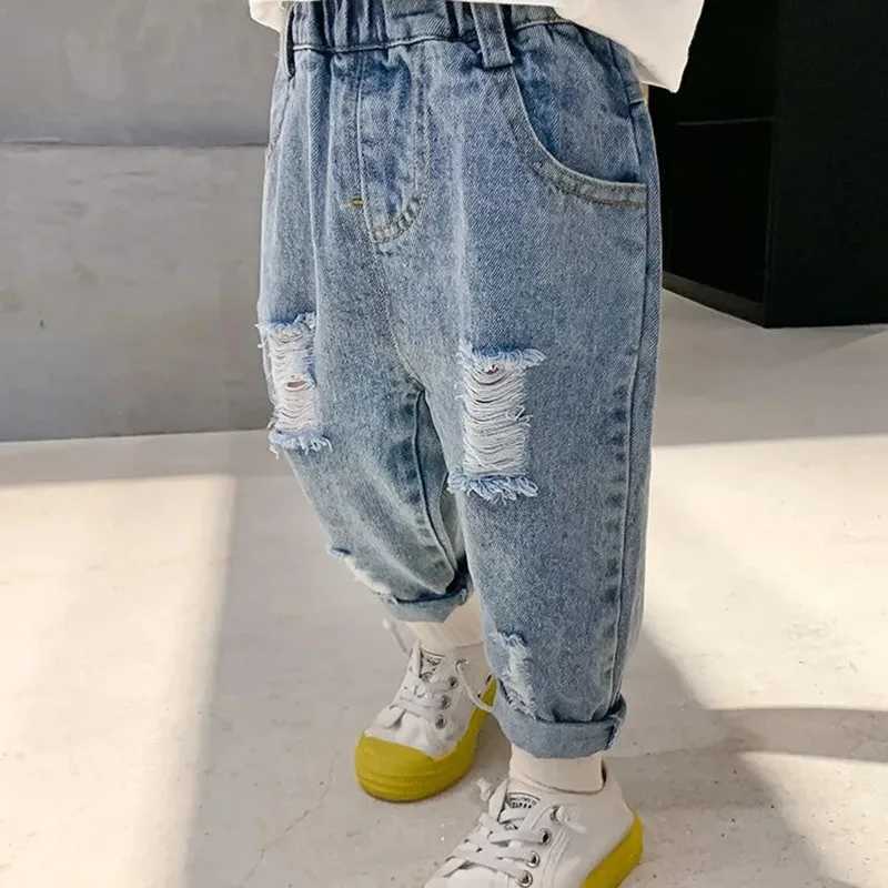 Jeans Spring and Autumn Childrens Pants Boys Ripped Jeans Thin Summer Baby Pants Childrens Clothing Childrens Trousers