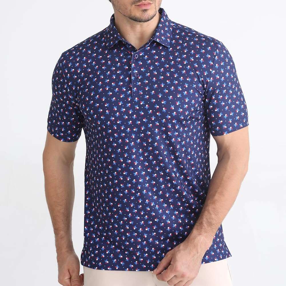 Fashion Mens Polo shirt Funky Golf Shirt Mens Performance 4 Way Stretch Quick Dry Polyester Print Short Sleeve Polo Tshirt Casual tops summer clothes 