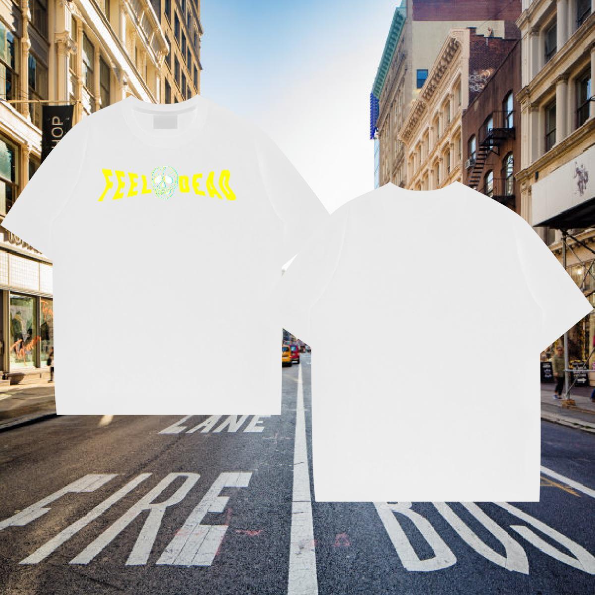 Wholesale Men T Shirts skull Tops 230g Pure Cotton Anime Printing Street Soft Cartoon Printing L-4XL Breathable Short Sleeve Men Tshirts