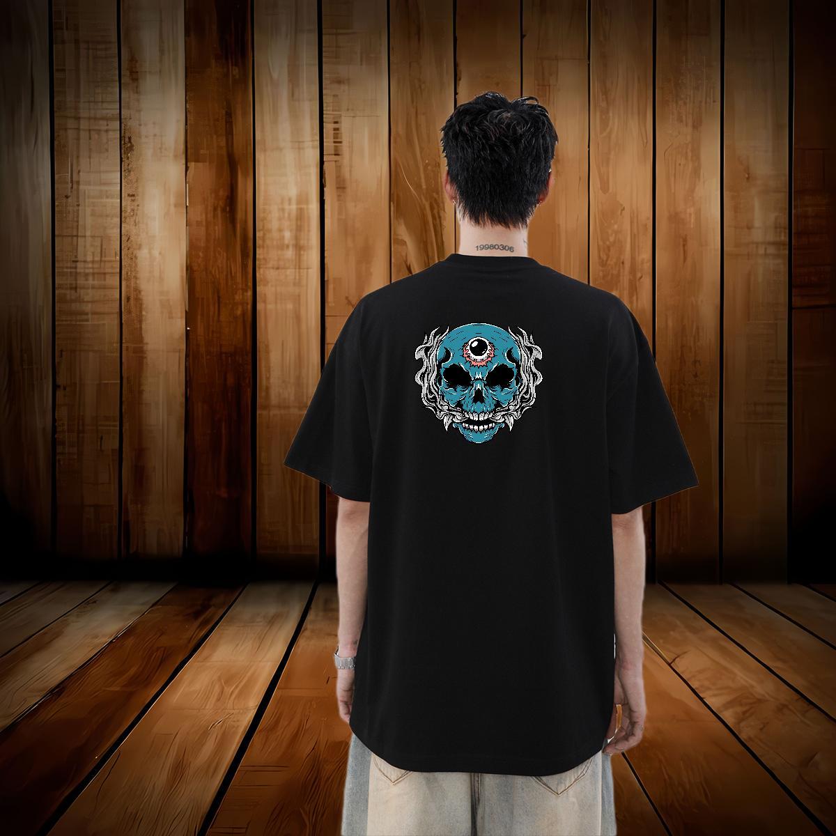 Brand Men T Shirts skull Tops Tees 230g 100% Cotton Daily Wear Designer Graphic Breathable Short Sleeve Men Tops Tees