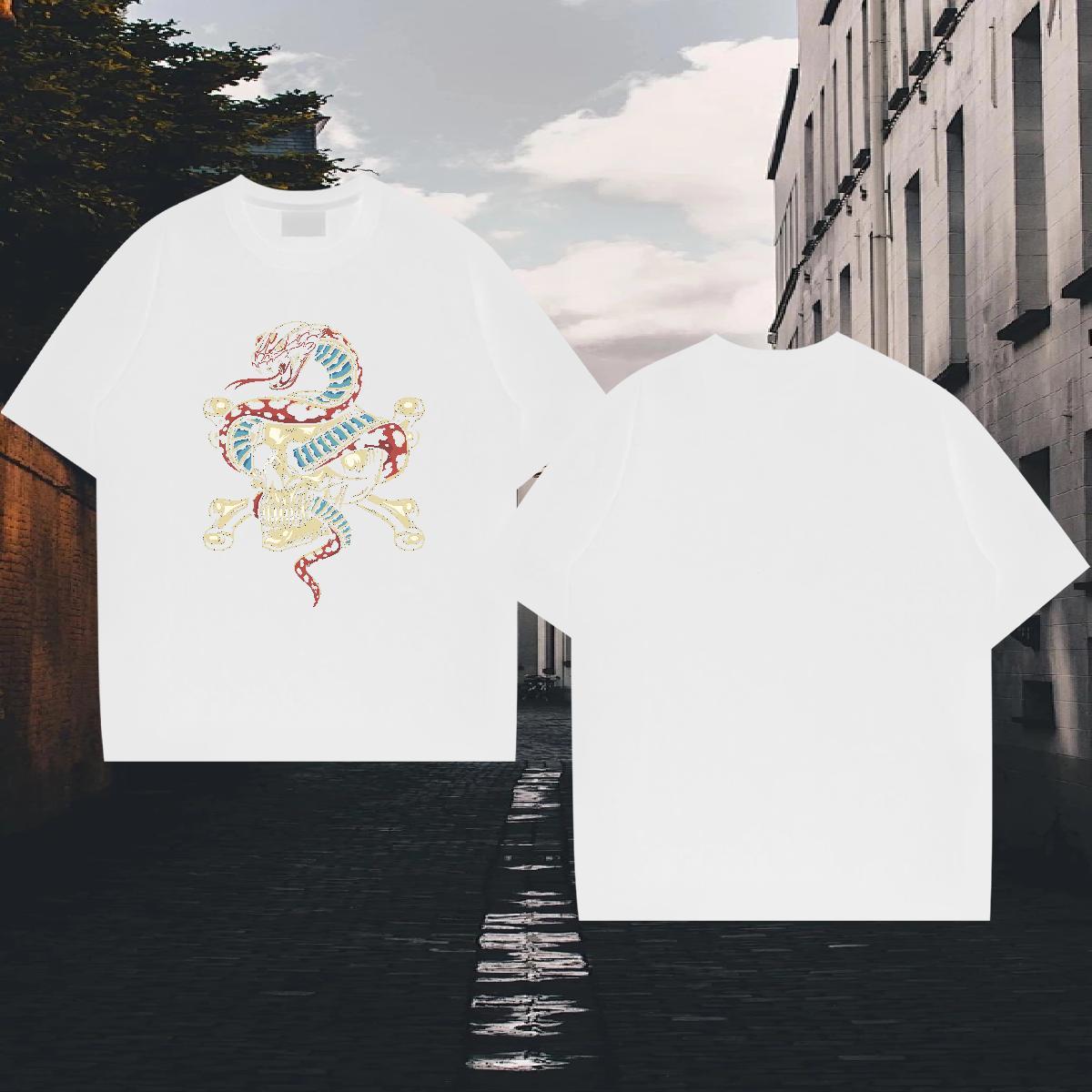 DIY Customized Man T Shirts skull Tops 230g Pure Cotton Sports Casual Popular Anime Print Crew Neck Breathable Mens Tshirts