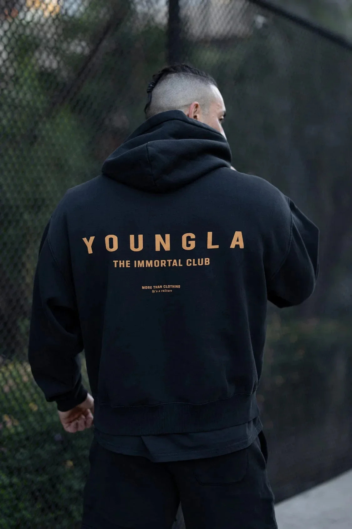 camping Mens oversized hoodie doublelayer composite fabric printed jacket sports fitness sweatshirt 240806 - view 3