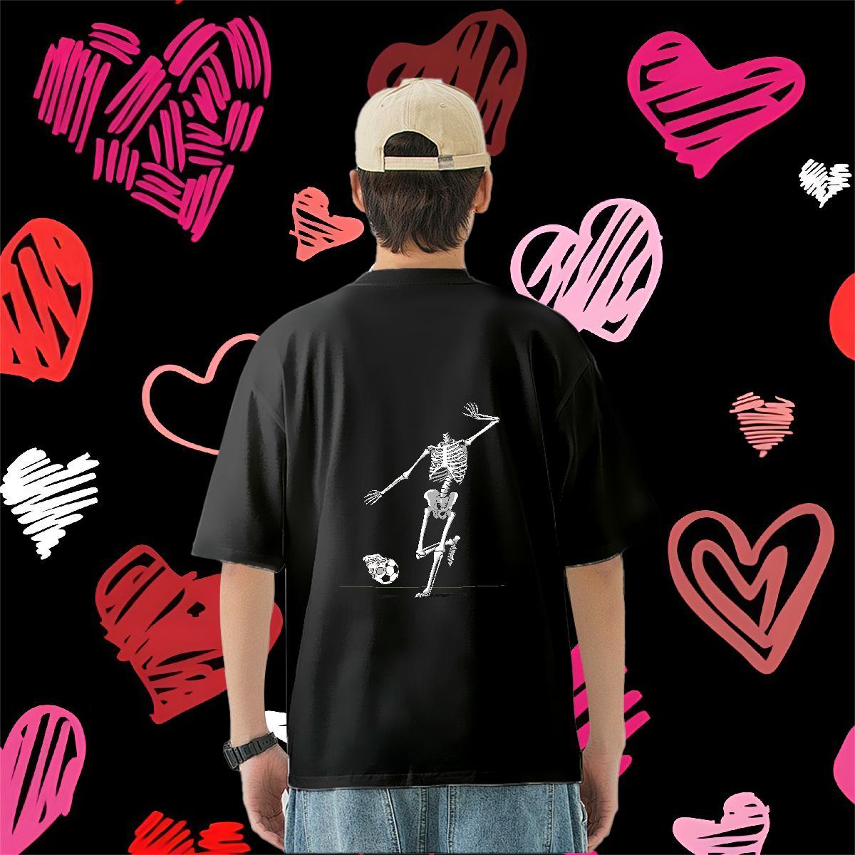 Brand Mens T Shirts skull Tops Shirt 230g Cotton Home Outdoor Loose Anime Print Breathable Men Clothes T-Shirt