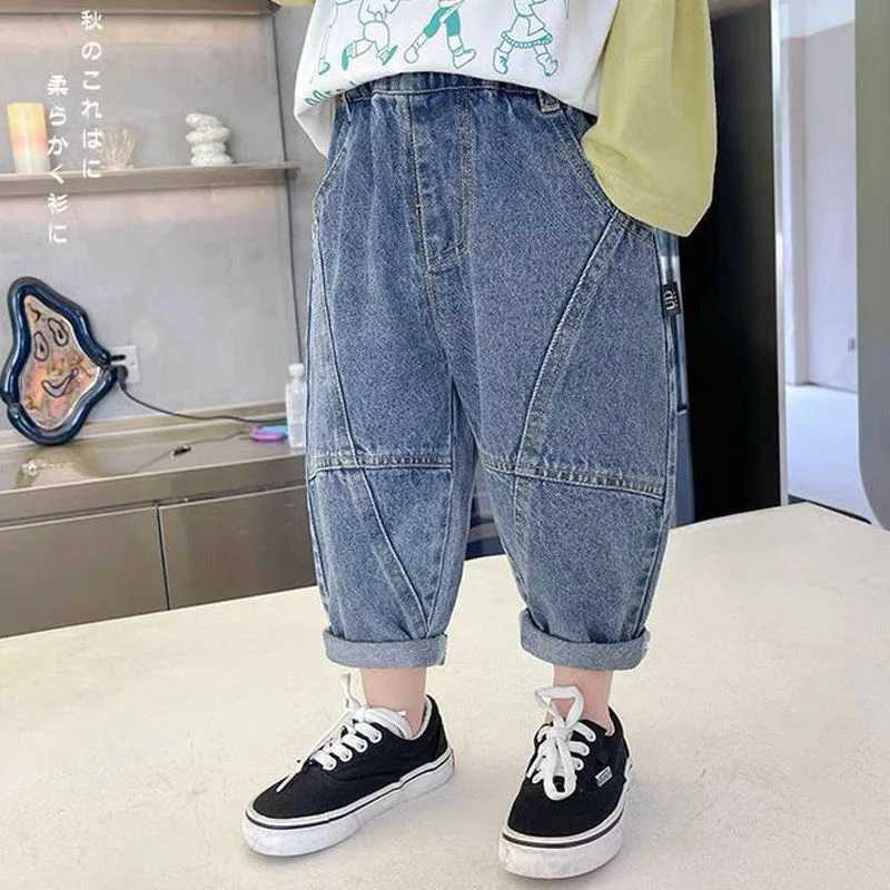 Jeans Boys Jean Pants Long Trousers Cotton 2024 Retro Spring Autumn Babys Kids Pants Teenagers Outwear Childrens Clothing