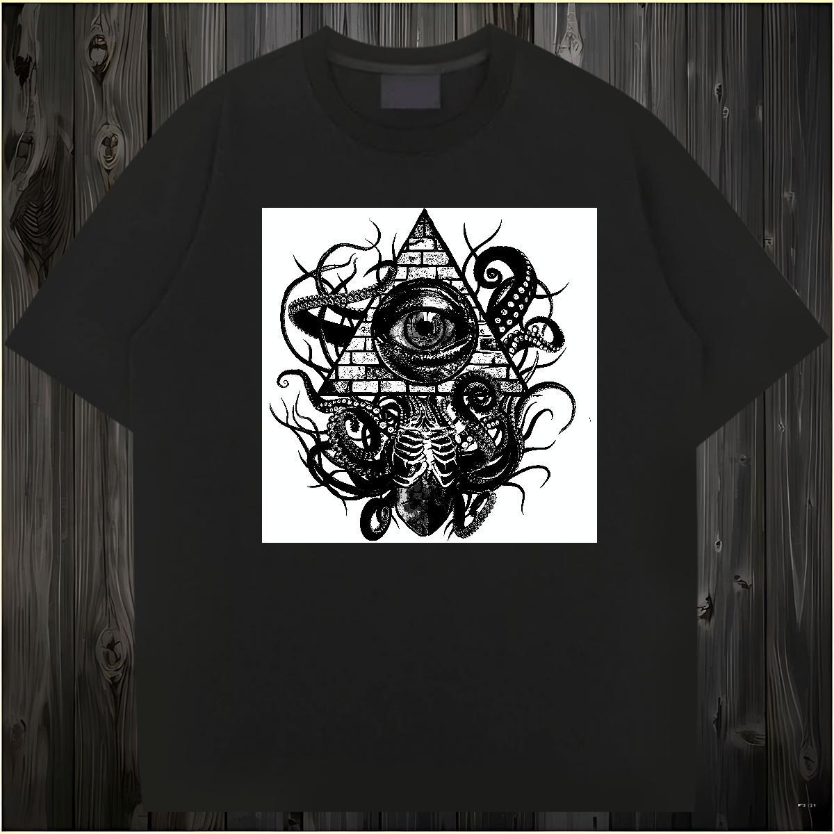 Classic Casual Mens T Shirts eye of the devil Tops Tees 100% Cotton 230g Sports Casual High Quality Customized Breathable Crew Neck Tshirts