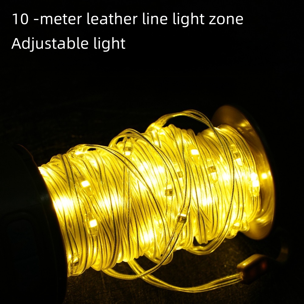 Retractable Outdoor Camping Light Set - Includes 10M Light String with Multiple Functions, USB Charged, Ideal for Campsite Tents & Emergency Use
