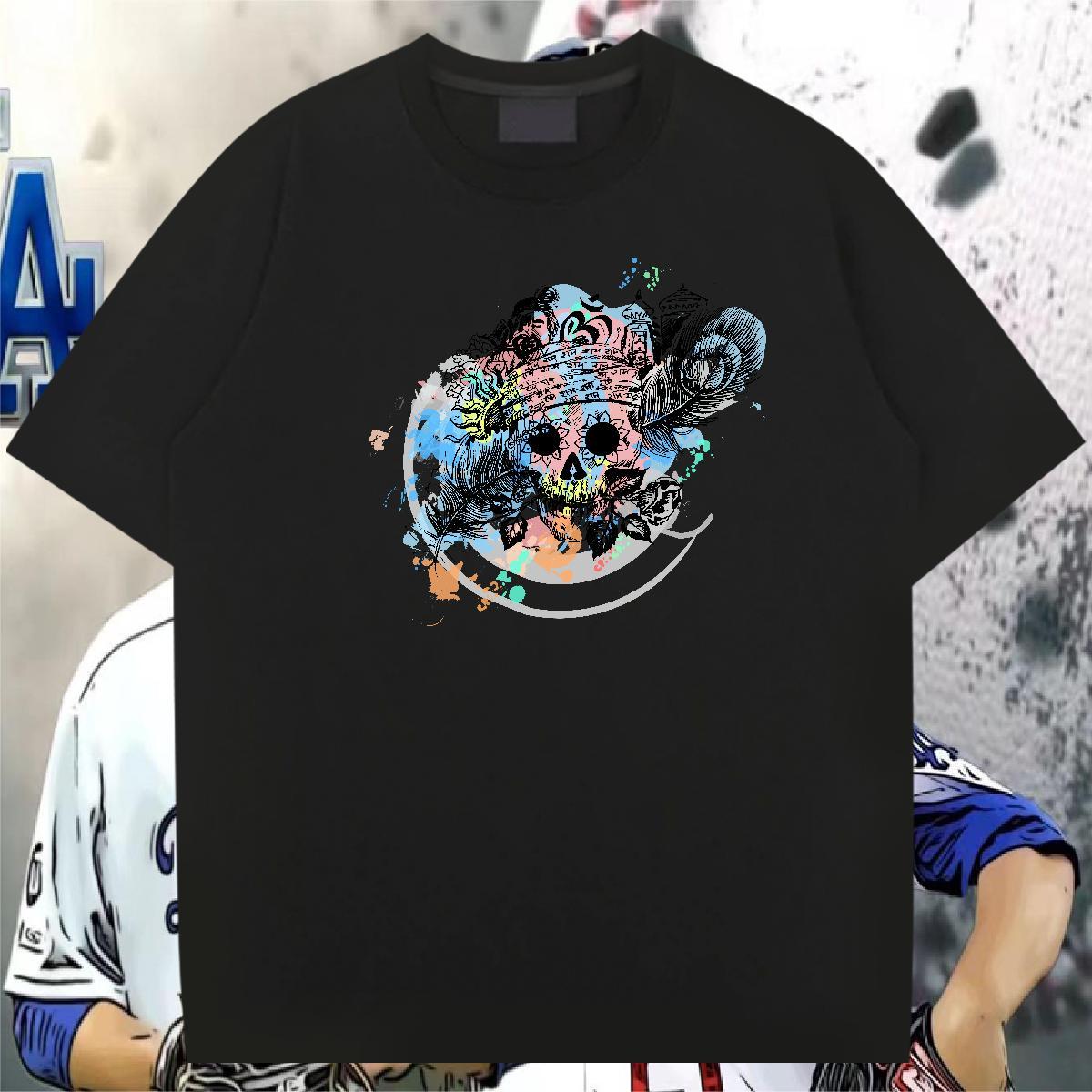 Fashion Design T shirt skull Tshirts 230g Pure Cotton Summer Casual Soft Cartoon Printing L-4XL Breathable Tshirt for Man Woman
