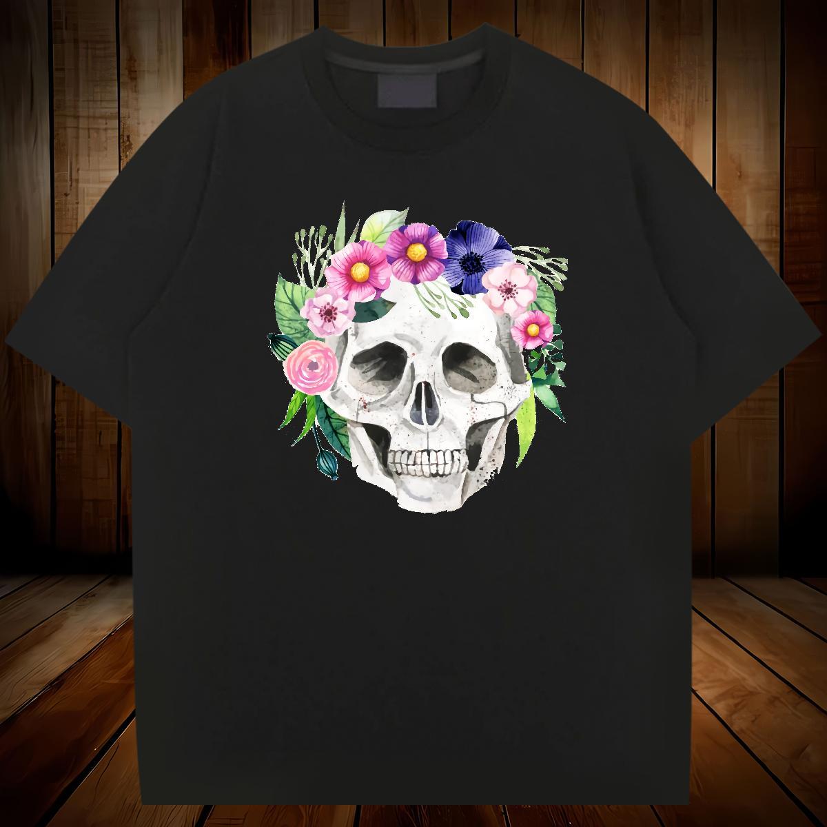 New Man T Shirts skull Tshirts 100% Cotton 230g Sport Unisex Custom Print Plus Size Breathable Crew Neck Men Clothes T-Shirt
