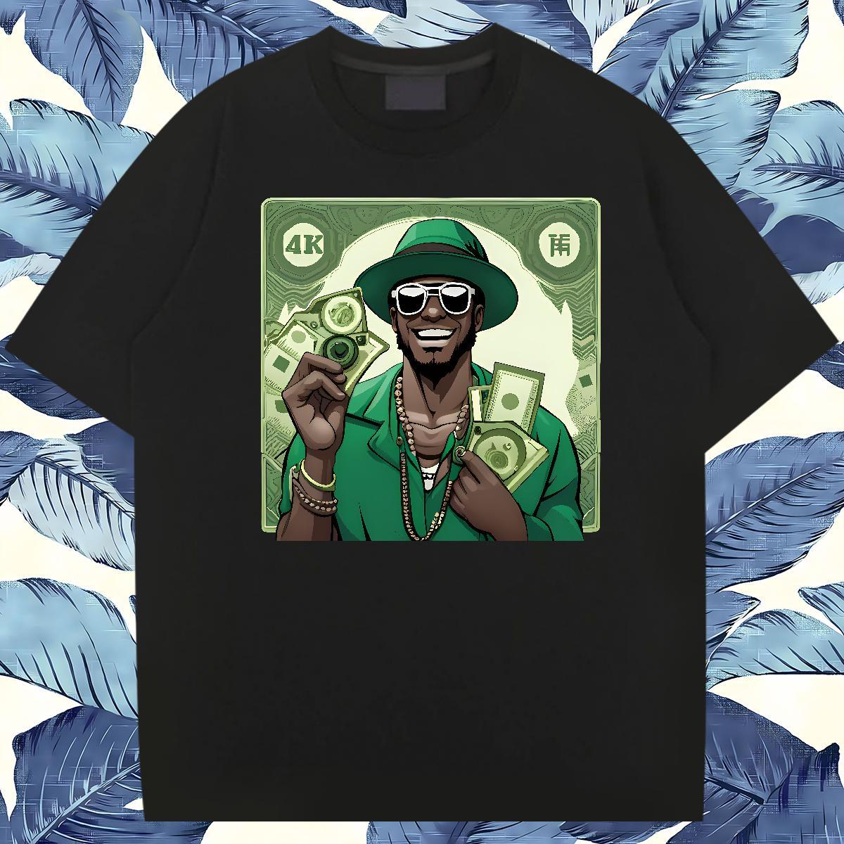 Customized Mens T Shirts money Tops 230g Cotton Beach Loose Oversized 4XL Breathable Short Sleeve Men Tees