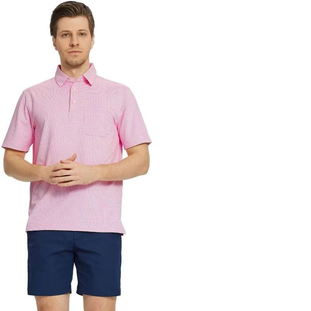 Fashion Mens Polo shirt Short Dry Fit Jacquard Performance Moisture Wicking Casual Pocket Collared Shirts for Men tops summer clothes