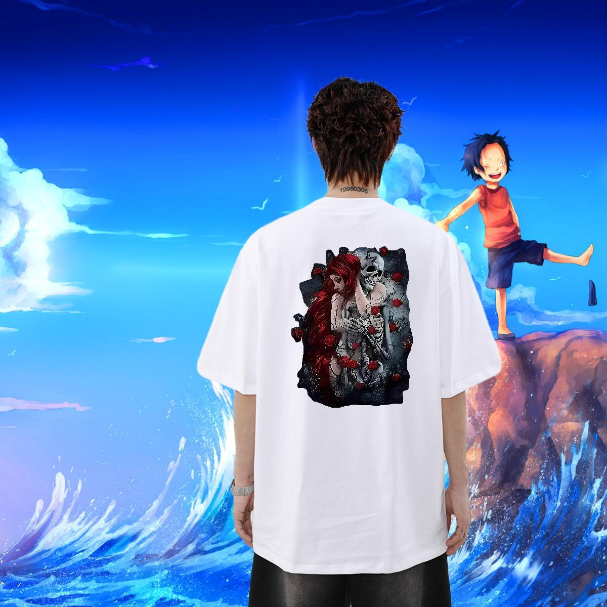 Fashion Design Men T Shirts skull Clothings 100% Cotton 230g Hip Hop Street Free Shipping Custom Print Oversized Breathable Crew Neck Men Tees