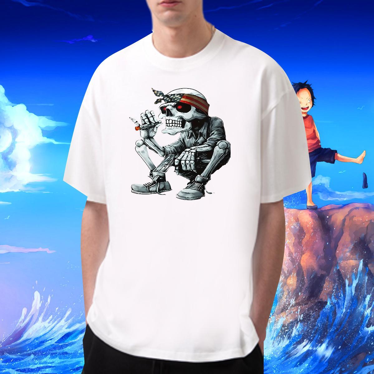 Customized T-Shirts for Men skull Tops Tees 100% Cotton 230g Street Casual Cool Design Custom Printing Breathable Crew Neck Men Tees