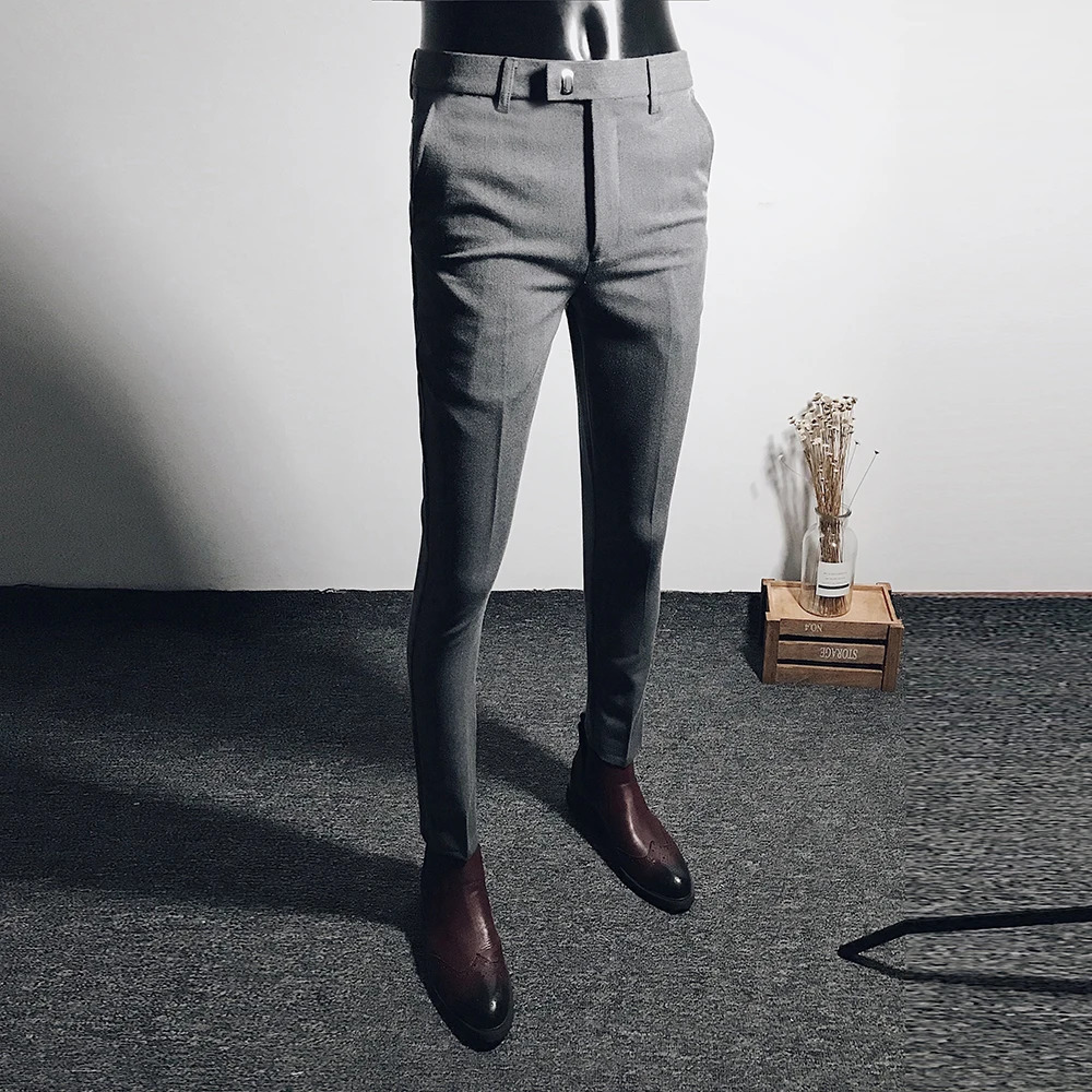 Slim Mens Pants Stretch Trousers Men Sunmmer High Quality Classic Solid Color Business Casual Wear Formal Suit 240806