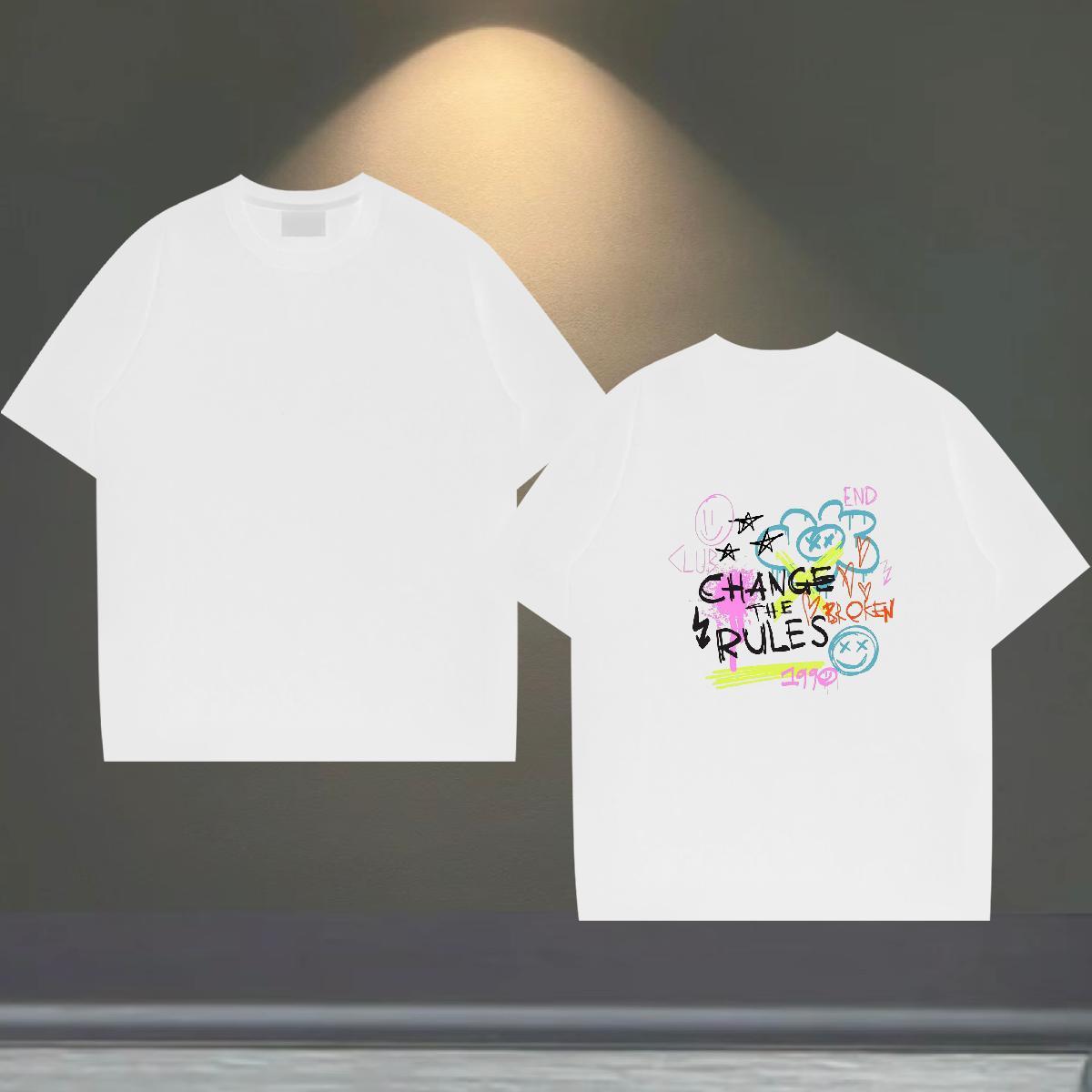2024 Designer T Shirt For Man letter Polos 230g 100% Cotton Hip Hop Street Popular White Plus Size Round Neck Short Sleeve Men Tops Tees