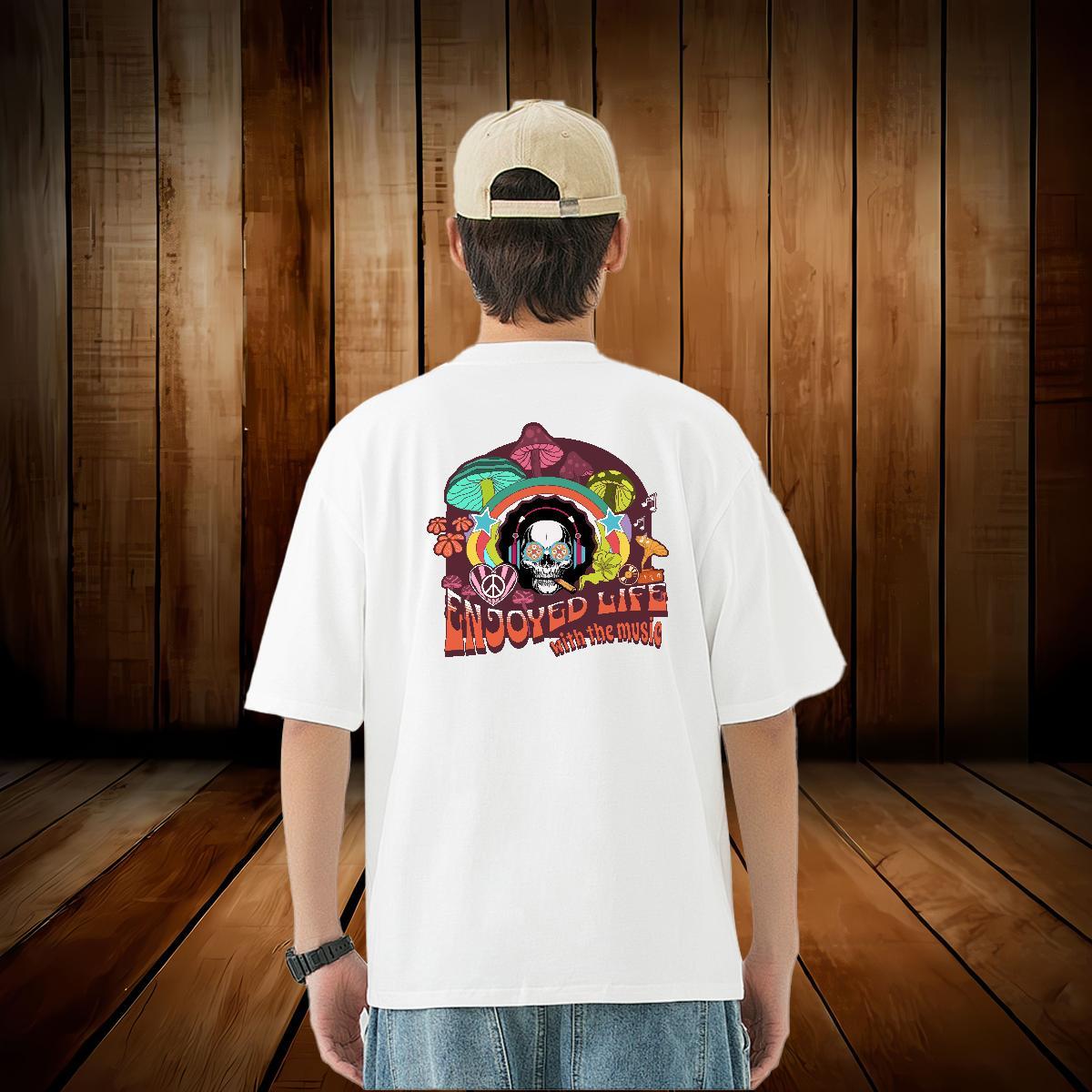Designer T-Shirts skull Tops 100% Cotton 230g High Street Hip Hop Brand Custom Printing Breathable Short Sleeve Men Tshirts