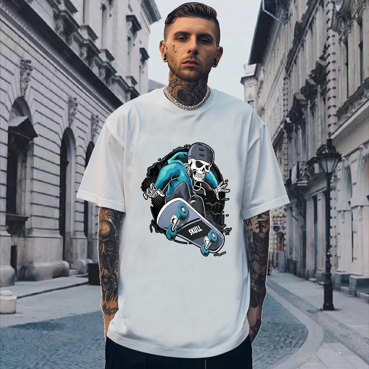 Fashion Casual Mens T Shirts skull Tshirts 100% Cotton 230g Daily Outfit Designer Custom Cartoon Breathable Crew Neck Men Tees