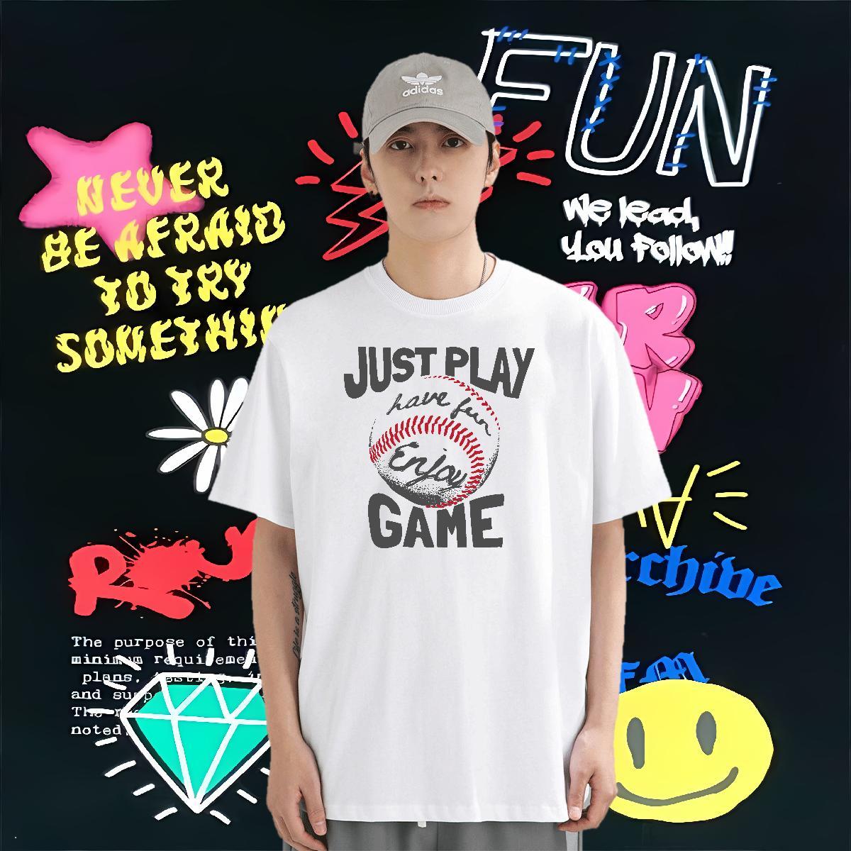 Classic Casual T-Shirts letter Tees 230g Pure Cotton Outdoor Loose Custom Anime Crew Neck Men Tees