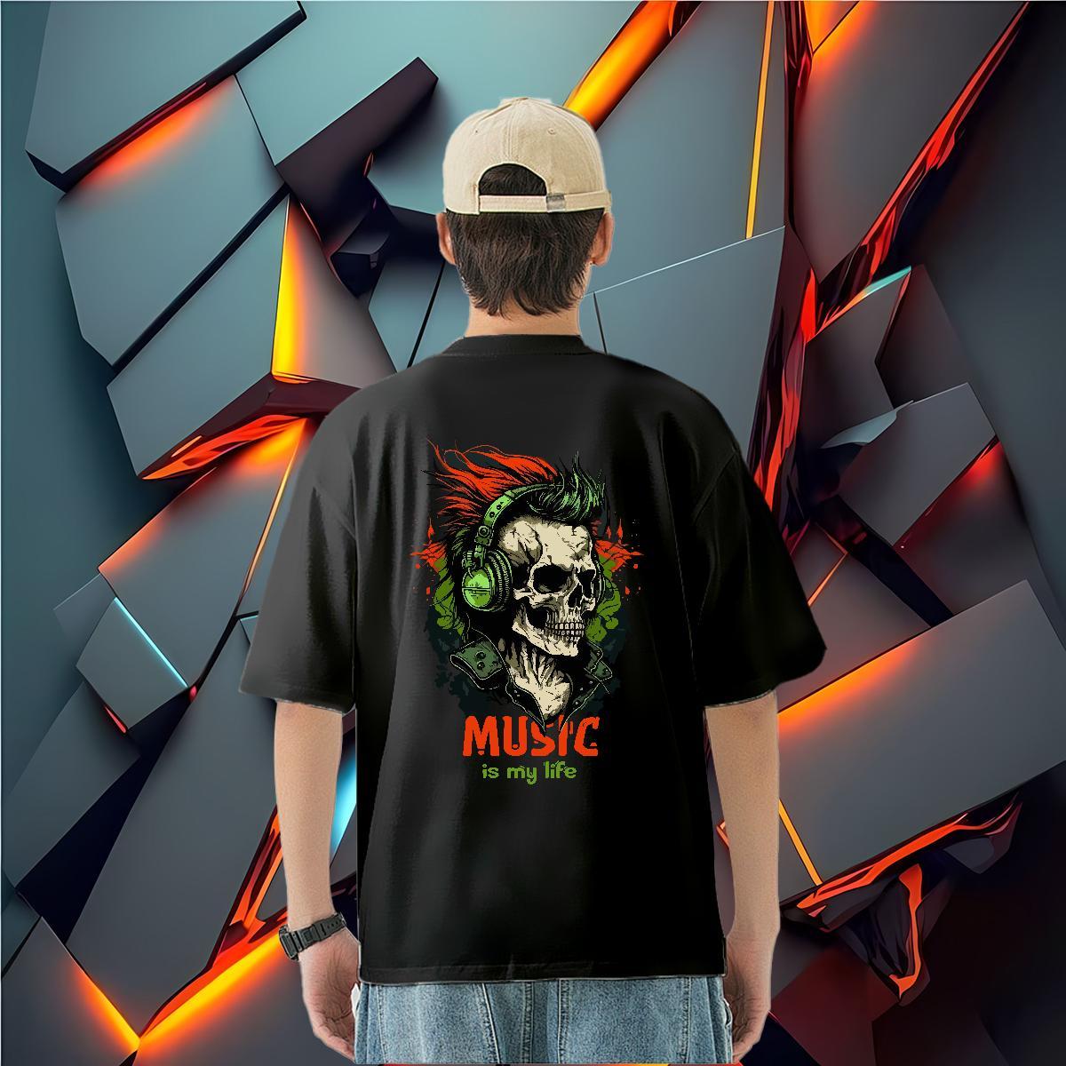 Classic T-Shirts skull Tee Shirt 230g Cotton Anime Printing Street Unisex Custom Anime Breathable Men Tshirts