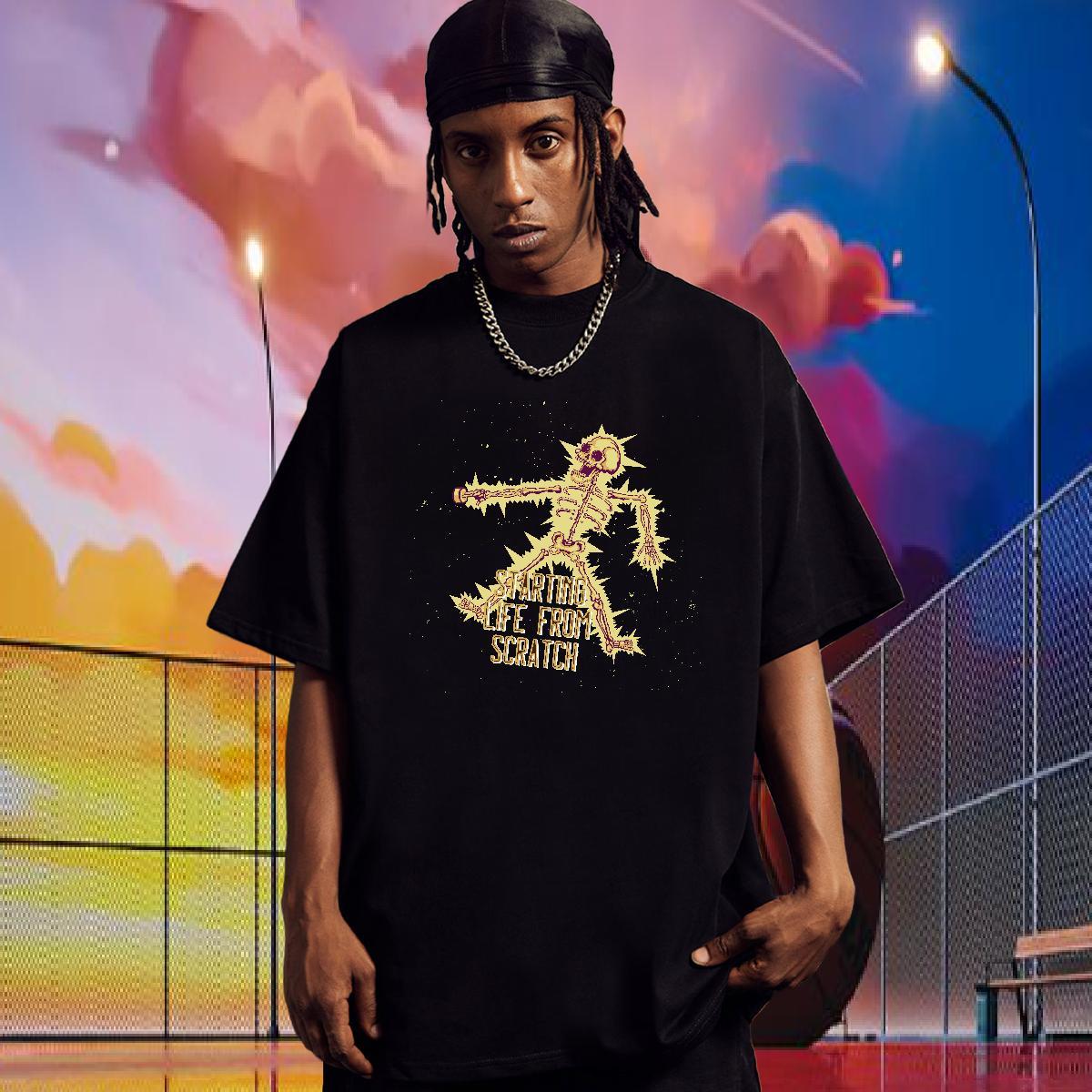 Custom T Shirt For Man skull Clothes 230g Pure Cotton Daily Wear Popular Plus Size Cartoon Crew Neck Men Clothes T-Shirt
